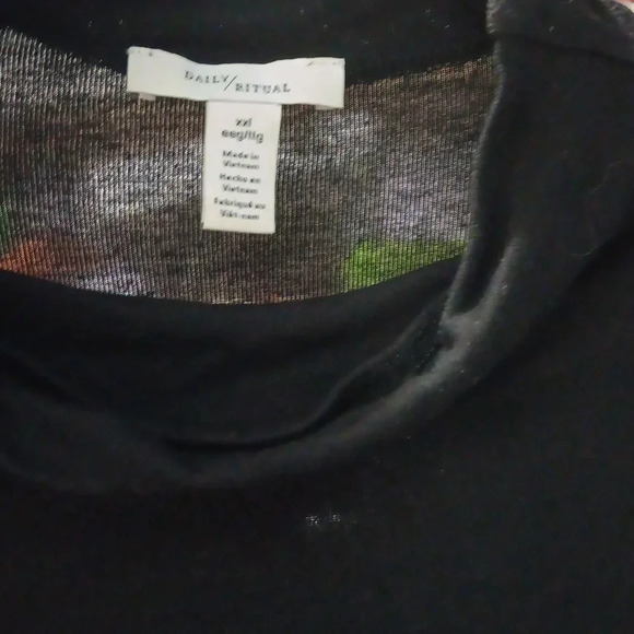 Womens XXL Mock Neck Lightweight Thin Long Line Black Daily Ritual Pullover Top - Picture 4 of 4